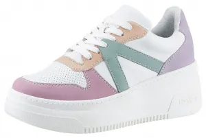 Кроссовки Rieker на платформе, контрасты пастельных тонов, повседневная обувь, полуботинки, туфли на шнуровке, цвет Weiß Pastellfarben