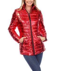 Женский пуховик металлик White Mark, красный