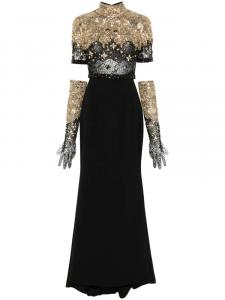 Комплект юбки, украшенный бисером Dina Melwani, черный