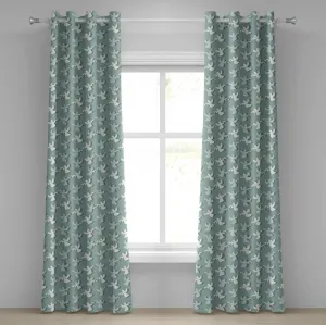 Штора на люверсах ABAKUHAUS Ангел, силуэты рождественских ангелов на полосатом фоне, декоративная двухпанельная штора, 280 см x 225 см, цвет бледно-миндальный, зеленый, белый Abakuhaus