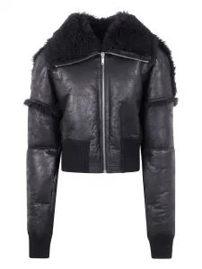 Куртка на молнии с меховым воротником Rick Owens, черный