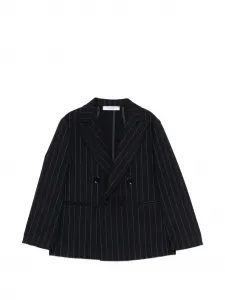 Двубортный пиджак в полоску Paolo Pecora Kids, синий