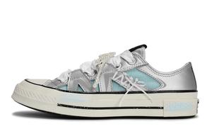 Converse Низкие кроссовки для скейтбординга Sea Salt Dream Pearl 1970-х годов, устойчивые к истиранию, унисекс, белые, синие, серебристые