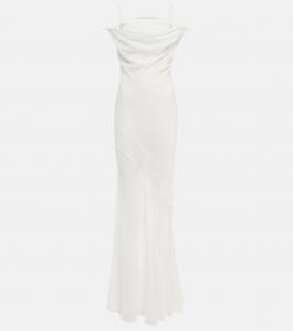 Платье из смесового шелка Jacquemus, белый
