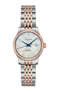 Часы Longines Record collection из розового золота с бриллиантами 30 мм