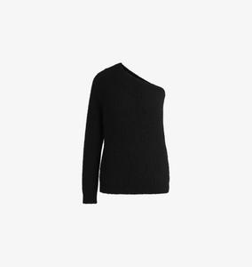 Джемпер на одно плечо из трикотажной ткани с начесом Hugo, черный