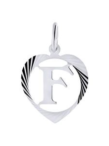 Lucardi Подвеска из серебра 925 пробы в форме сердца с буквой F