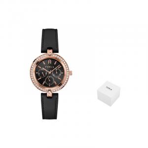 Furla Часы HERITAGE Series Wrist Watch Quartz Movement Genuine Leather Strap Black Dial Women's Watch, Black