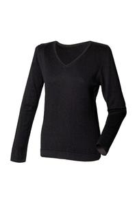 Толстовка тонкого трикотажа с V-образным вырезом 12 калибра Henbury, черный