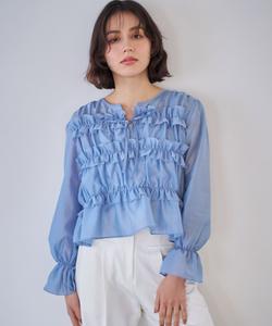 Прозрачная блузка со сборками Noela, цвет Blue