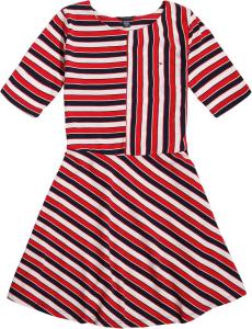Полосатое платье с короткими рукавами для девочек от Tommy Hilfiger, Navy Blazer Stripe