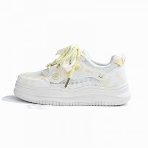 RENBEN Дышащие низкие кроссовки для скейтбординга, увеличивающие рост, женские, белые, желтые