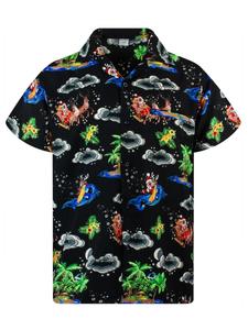 Рубашка на пуговицах классического кроя King Kameha Christmas Island, черный