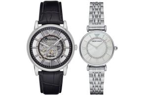 EMPORIO ARMANI Часы Wrist Watch Automatic Mechanical Movement Leather Strap Skeleton Dial Men's