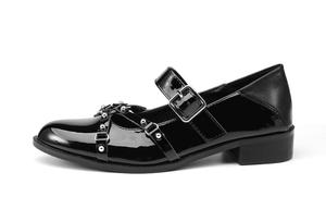 Туфли Mary Jane на массивном каблуке женские черные EstherShop