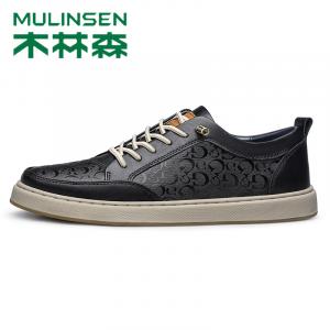 Мужские скейтбордские кроссовки Mulinsen, черно-синие [Кожаная обувь Размер: Спортивная обувь 41 = Размер 40 в этой модели]