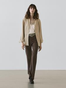 Брюки клеш с карманом Massimo Dutti, brown