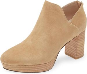 Женские ботильоны FOWT с высокой массивной платформой и каблуком, задняя молния, круглый носок, для вечеринки, выпускного, повседневной носки, размер 4-16 US, Sandy Brown