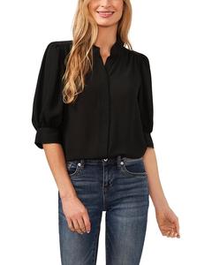 Блуза CeCe Elbow Sleeve Open Collar, цвет Rich Black