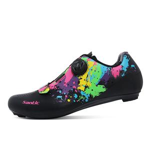 Антискользящие износостойкие низкие велотуфли унисекс черные мультиколор Picasso SANTIC