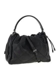 Маленькая стеганая сумка-тоут Mellow с ромбовидным узором Brunello Cucinelli, черный