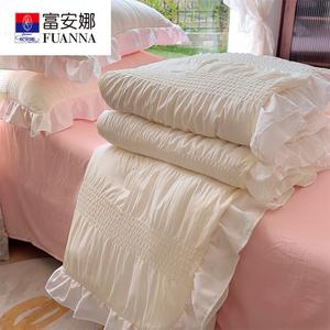 Fuanna Комплект летнего одеяла из 3-4 предметов, пузырчатая марля, 150×200 см, цвет Milkshake White + Cherry Blossom Pink, мягкий, дышащий