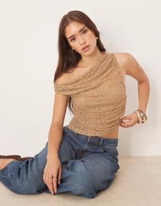 Кружевной топ с открытыми плечами в ореховом цвете Kiss The Sky