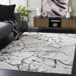 Ковер SAFAVIEH, 161 x 229 см, Hanna Collection, Grey/Ivory Dark Grey, геометрический рисунок, идеален для помещений с высокой проходимостью в гостиной, спальне, столовой (HAN116F)