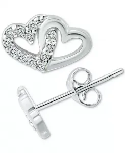 Серьги-Гвоздики в форме переплетенных сердец из кубического циркония, созданные для Macy's Giani Bernini, white