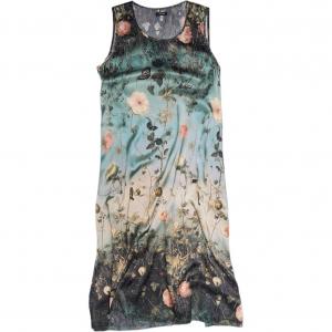 Шелковое платье с цветочным принтом R13, черный зеленый