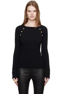 Вязаный свитер с пуговицами Balmain, черный