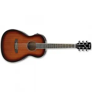 Акустическая электрогитара Ibanez Performance Series PN12E, гриф из палисандра, виниловая отделка под красное дерево Sunburst с высоким блеском