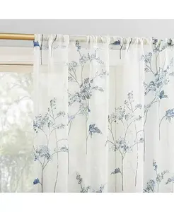 Прозрачная штора-карман с ботаническим принтом Maeve No. 918, blue