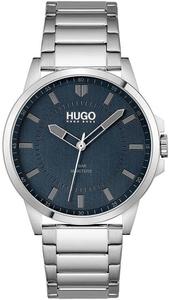 HUGO #First мужские наручные часы из нержавеющей стали с кварцевым механизмом - 43MM - водонепроницаемые - модный аксессуар - подарок для мужчин, Blue Silver