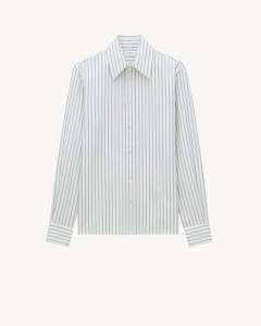 Рубашка CASSANDRE из полосатого хлопка Saint Laurent, белый