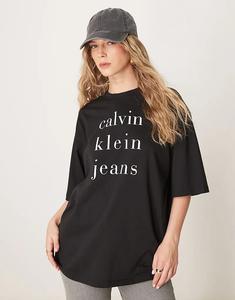 Футболка с большим логотипом Calvin Klein Jeans черного цвета