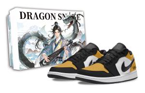 Jordan Air 1 Lakers, устойчивые к истиранию кроссовки Low top Vintage баскетбольные Unisex Black Yellow