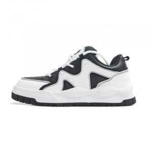 Jifffly Скользостойкие амортизирующие износостойкие увеличивающие рост низкие скейтерские кроссовки унисекс (черно-белые) JFY-671, цвет ( Black White )JFY-671