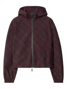 Короткая клетчатая куртка с капюшоном Burberry, красный