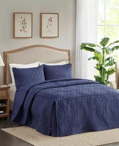 Плиссированное стеганое покрывало с открытыми углами Quebec Madison Park, синий