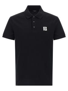 Поло с вышивкой BALMAIN, белый/черный