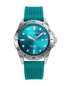 Мужские часы Heat в стальном корпусе с вращающимся безелем и зеленым силиконовым ремешком Viceroy, зеленый