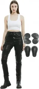 Женские мотоциклетные брюки из искусственной кожи, дышащие байкерские джинсы с защитой, регулируемым поясом и защитой коленей и бедер для путешествий, Schwarz