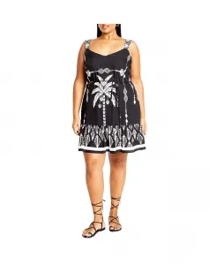 Платье Peta Border с принтом больших размеров CITY CHIC, черный