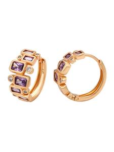 Faina Женские серьги-кольца в цвете розового золота и фиолетовом