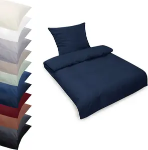 Комплект постельного белья 200х220 + 2x 80х80 см, 100% хлопок RENFORCE, наволочка и пододеяльник, цвет: темно-синий Posteli