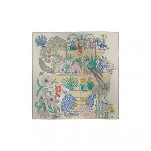 HERMES Шелковый платок Women's Silver Gray