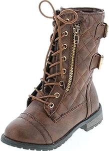 Женские армейские ботинки Forever Link с круглым носком, шнуровкой, вязаной манжетой на щиколотке и низким каблуком, Brown-79