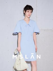 Платье Mslan с пышными рукавами, голубой