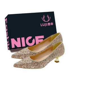 Женские туфли на тонком каблуке и высоком каблуке Luji, золото (shoe box)